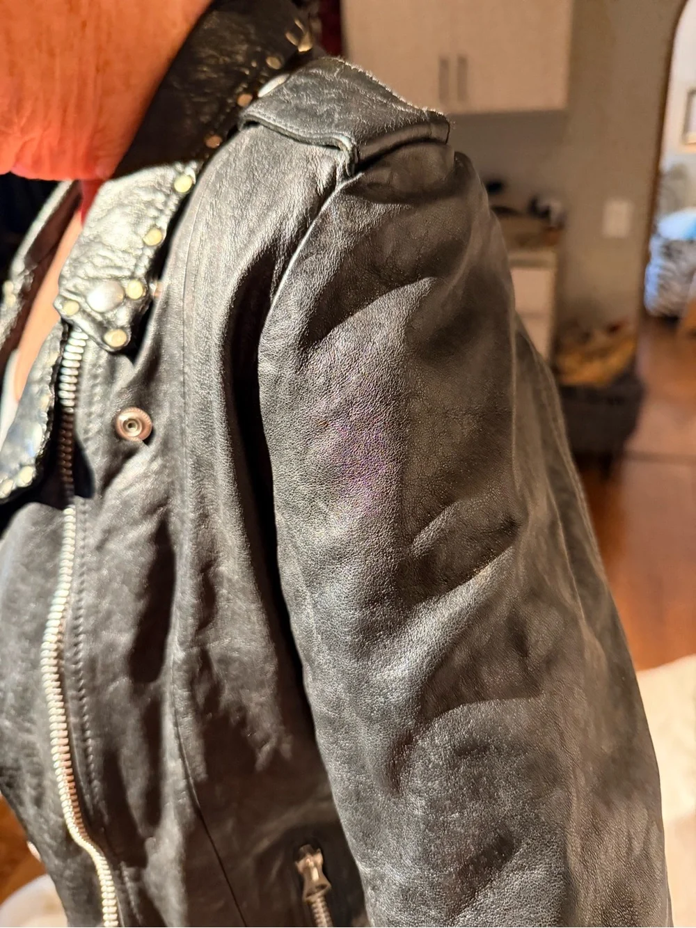Golden Goose Black Leather Biker Jacket with Silver Hardware - Picture 4 of 13